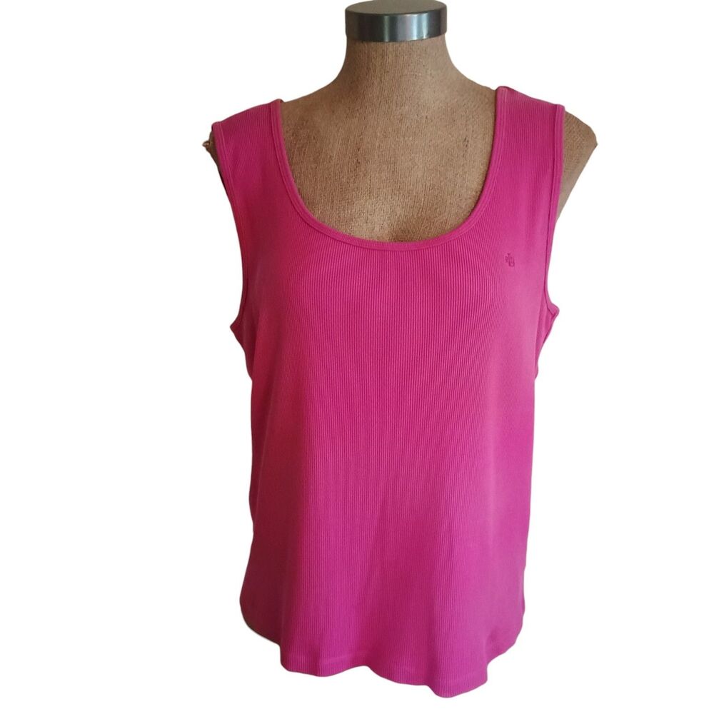 Lauren Ralph Lauren Ribbed Knit Sweater Tank Plus Women's Size 1X Cotton Pink